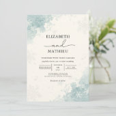 Soft Blue Abstract Floral Wedding Kaart (Staand voorkant)