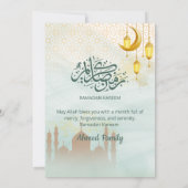 Soft Blue and Gold Mosque Iftar Dinner Party Kaart (Achterkant)