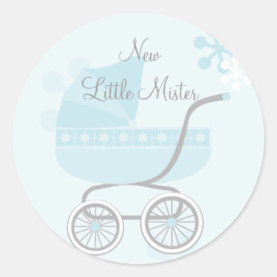 Soft Blue Baby Buggy Ronde Sticker