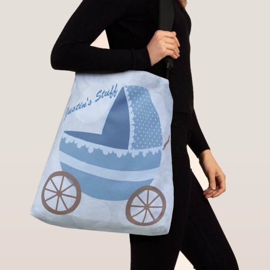 Soft Blue Baby Carriage Bokeh Crossbody Tas (Dichtbij)