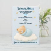 Soft Blue Baby shower Invitation Boy Kaart (Staand voorkant)