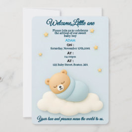 Soft Blue Baby shower Invitation Boy Kaart