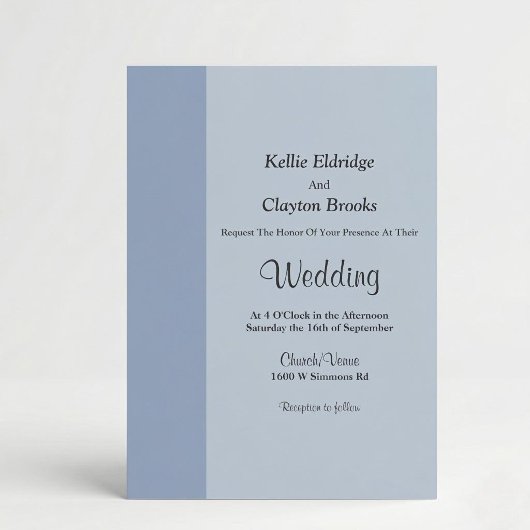 Soft Blue Bar Wedding Invitation Kaart