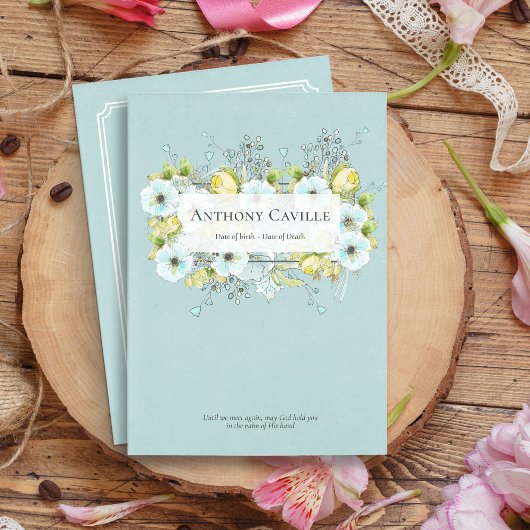 Soft Blue Begrafenisprogramma - Begrafenisbesteldi Kaart