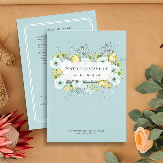 Soft Blue Begrafenisprogramma - Begrafenisbesteldi Kaart