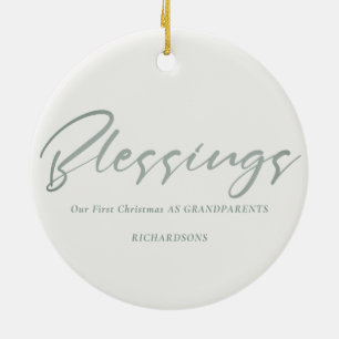 SOFT BLUE BERRIES WREATH OVERLAY BLESSINGS PHOTO KERAMISCH ORNAMENT