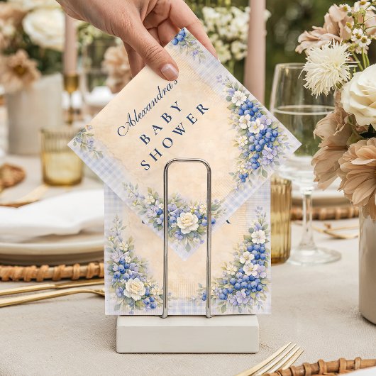 Soft Blue Blueberry Baby Shower Servet