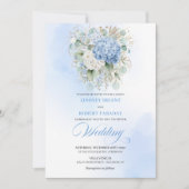 Soft Blue Bohemian Hydrangea Eucalyptus Wedding  Kaart (Voorkant)