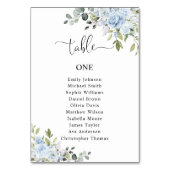 Soft Blue Botanical Table Number Seating Chart Kaart (Achterkant)