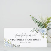 Soft Blue Botanical Wedding Head Table Sign (Staand voorkant)