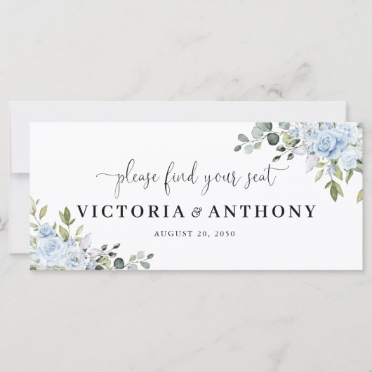 Soft Blue Botanical Wedding Head Table Sign (Voorkant)