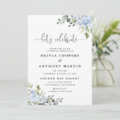 Soft Blue Botanical Wedding Invitation Kaart (Staand voorkant)
