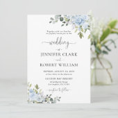 Soft Blue Botanical Wedding Invitation Kaart (Staand voorkant)