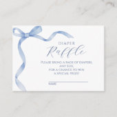 Soft Blue Bow Baby shower Luier Raffle Informatiekaartje (Voorkant)