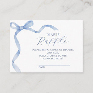 Soft Blue Bow Baby shower Luier Raffle Informatiekaartje