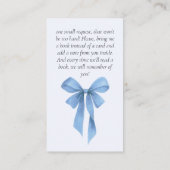 Soft Blue Bow Boy Baby Shower Books For Baby Informatiekaartje (Achterkant)