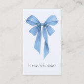Soft Blue Bow Boy Baby Shower Books For Baby Informatiekaartje (Voorkant)