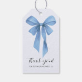 Soft Blue Bow Boy Baby Shower Cadeaulabel (Achterkant)