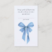 Soft Blue Bow Boy Baby Shower Diaper Raffle Informatiekaartje (Achterkant)