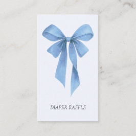 Soft Blue Bow Boy Baby Shower Diaper Raffle Informatiekaartje