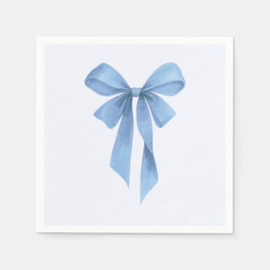 Soft Blue Bow Boy Baby Shower Napkins Servet (Voorkant)