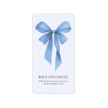 Soft Blue Bow Boy Baby Shower Return Address