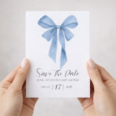 Soft Blue Bow Boy Baby Shower Save The Date