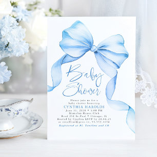 Soft Blue Bow Schattige Baby Boy Baby shower Kaart