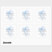 Soft Blue Bow Text Thank You Baby Shower Vierkante Sticker (Vel)