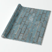 Soft Blue Brick-wandpatroon Cadeaupapier (Uitgerold)
