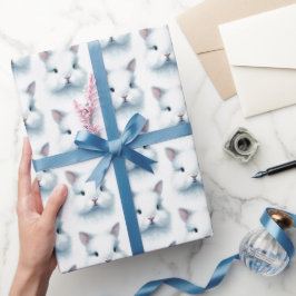 Soft Blue Bunny Pastel Waterverf Wrapping Paper Cadeaupapier