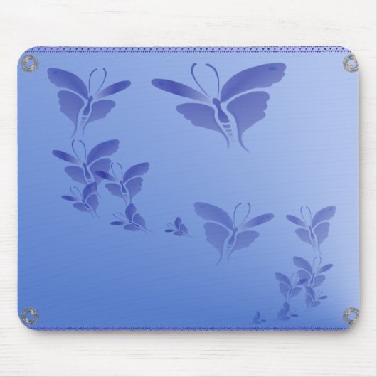 Soft Blue Butterfly Mousepad Muismat (Voorkant)