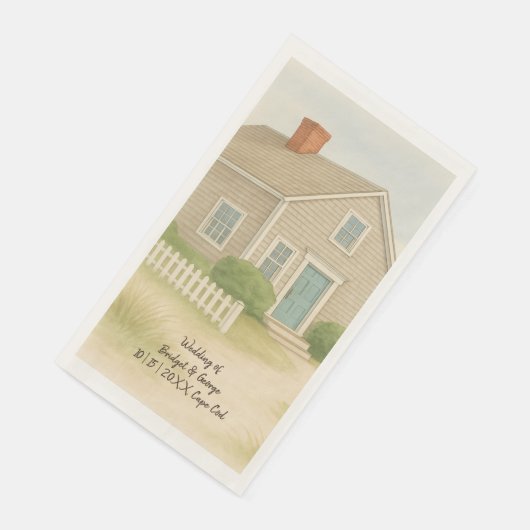 Soft Blue Cape Cod Coastal Wedding Cocktail Servet (Hoek)