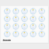 Soft Blue Cloudy Sky Baby shower Hartelijk dank Ronde Sticker (Vel)