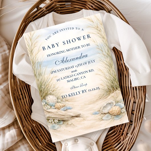 Soft Blue Coastal Baby Shower Kaart