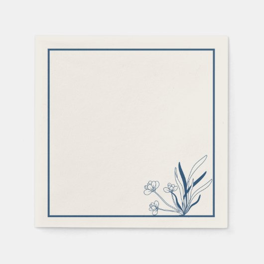 Soft Blue Coastal Botanical Napkins Servet (Voorkant)