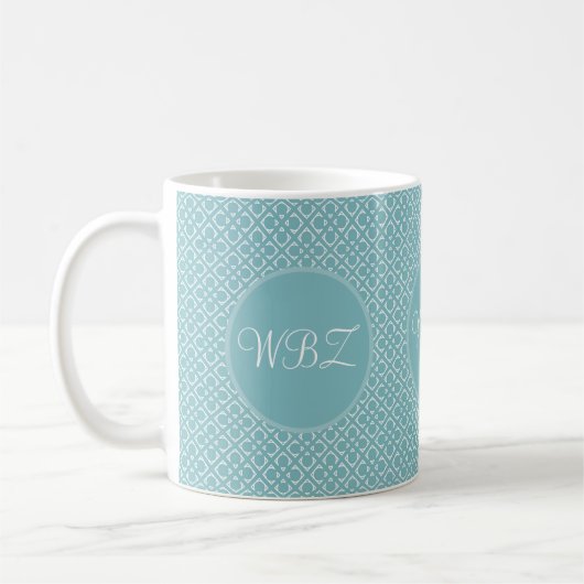 Soft Blue Custom Initialen Coffee Mok (Links)