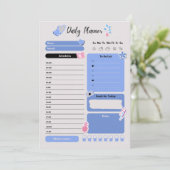 Soft Blue Daily Planner with Mood & Water Track Feestdagenkaart (Staand voorkant)