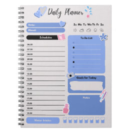 Soft Blue Daily Planner with Mood & Water Track Notitieboek
