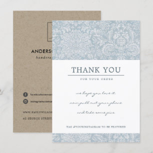 SOFT BLUE DAMASK PATROON CORPORATE BUSINTE LOGO BEDANKKAART