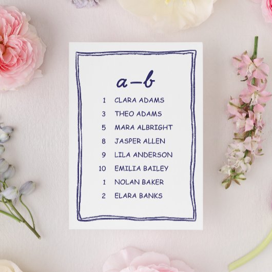 Soft Blue Doodle Wedding Seating Chart Card Kaart
