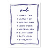 Soft Blue Doodle Wedding Seating Chart Card Kaart (Voorkant)