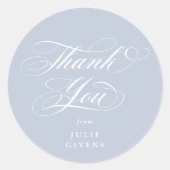 Soft Blue Elegant Script Afstuderen Bedankt Ronde Sticker (Voorkant)