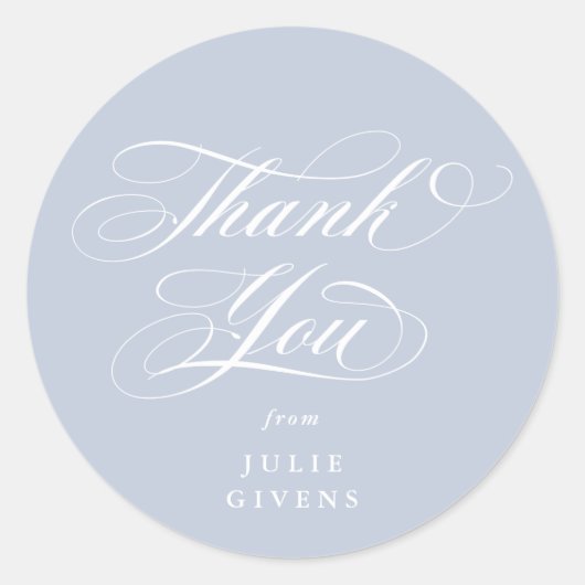 Soft Blue Elegant Script Afstuderen Bedankt Ronde Sticker (Voorkant)