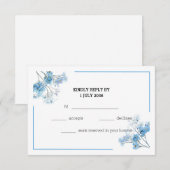 Soft Blue Elegant Watercolor Flowers Wedding RSVP (Voorkant / Achterkant)