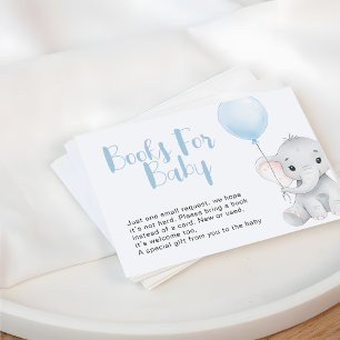 Soft Blue Elephant Baby shower Boeken Verzoek Notitiekaartje