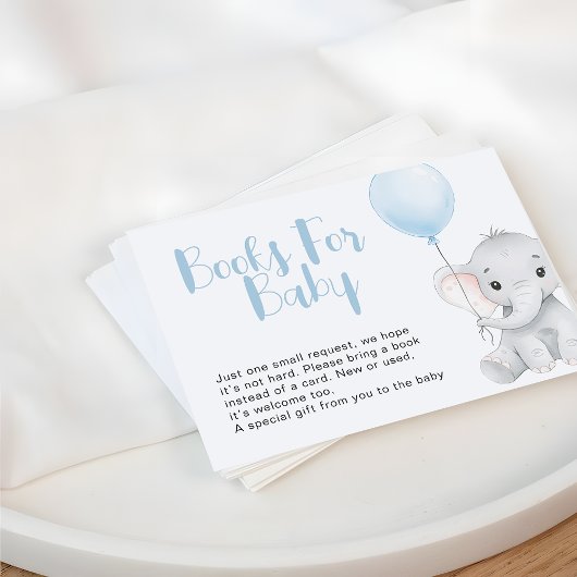 Soft Blue Elephant Baby shower Boeken Verzoek Notitiekaartje
