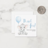 Soft Blue Elephant Baby shower Budget Bedankt Notitiekaartje (Voorkant / Achterkant in situ)