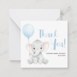Soft Blue Elephant Baby shower Budget Bedankt Notitiekaartje