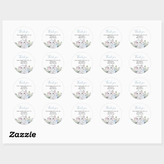 Soft Blue Elephant Baby shower Ronde Sticker (Vel)